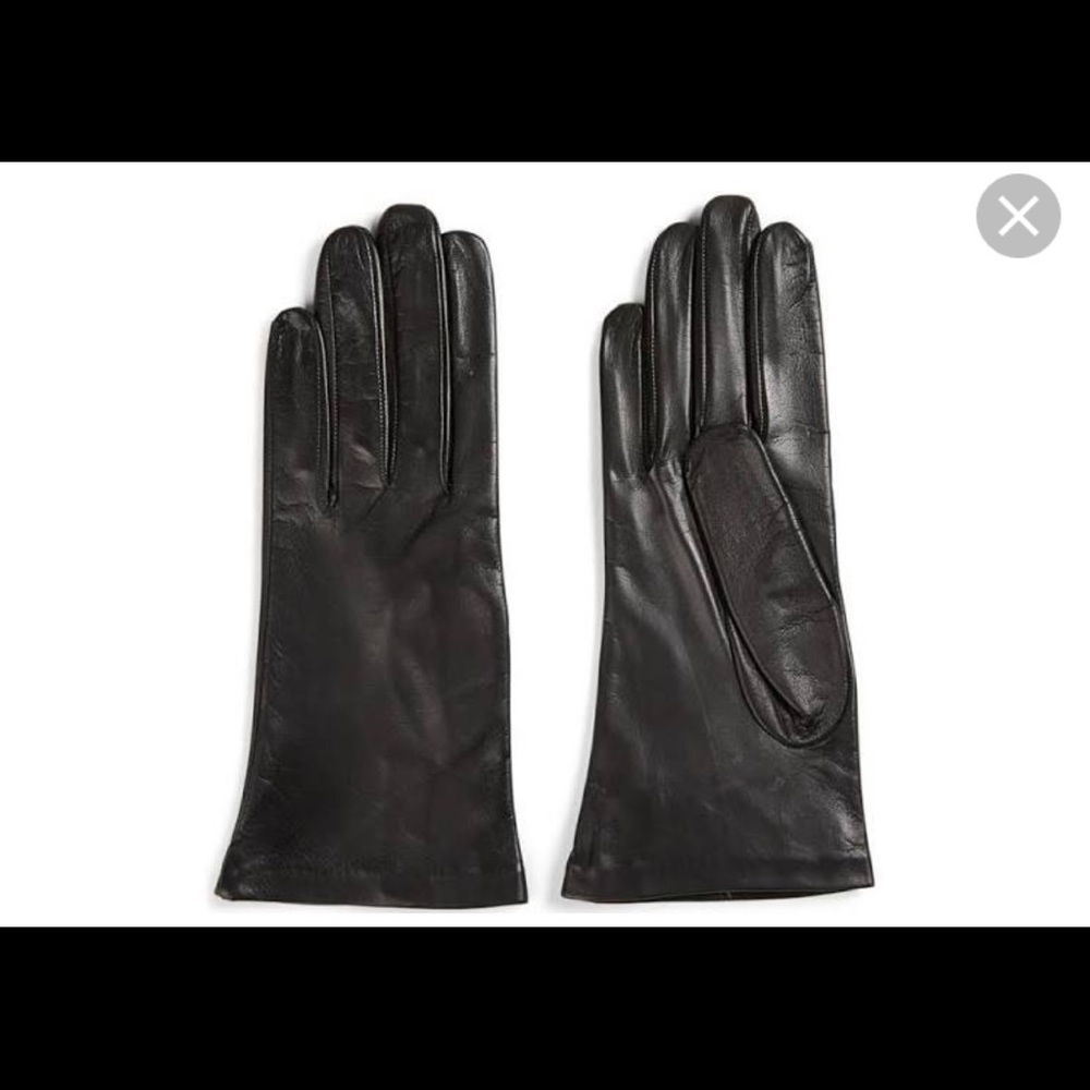 Holt Renfrew Brand Leather Silk Gloves